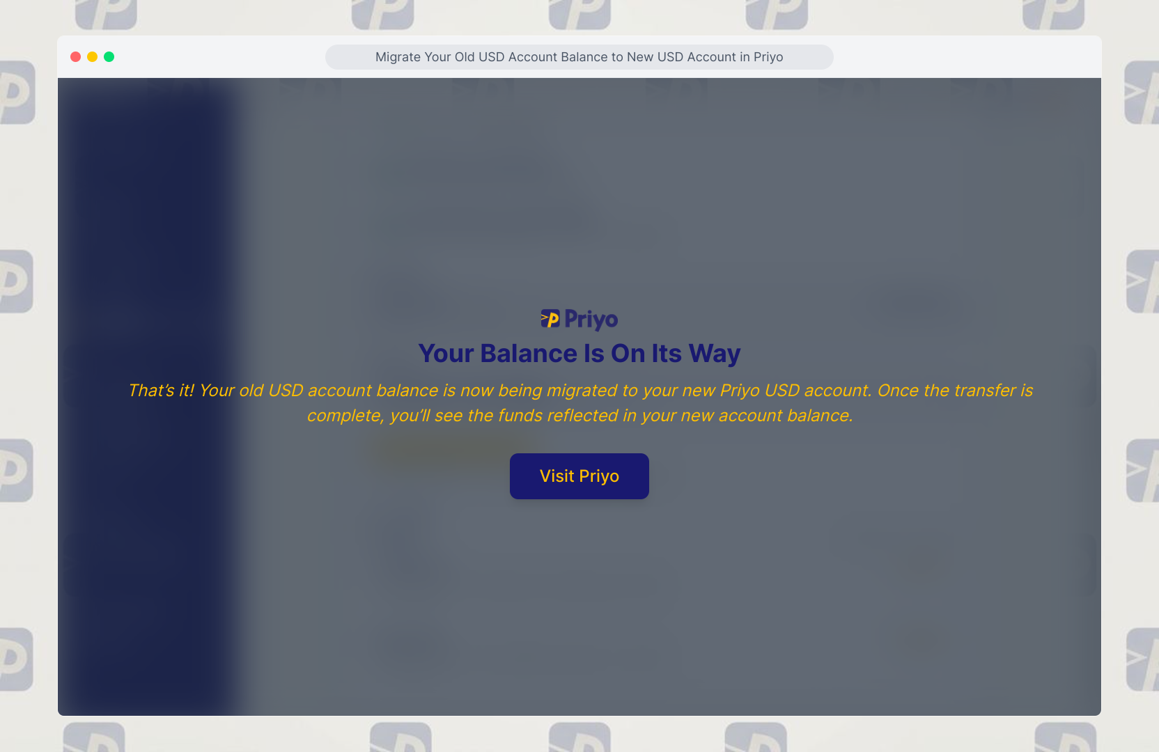 Balance transferred to new USD account