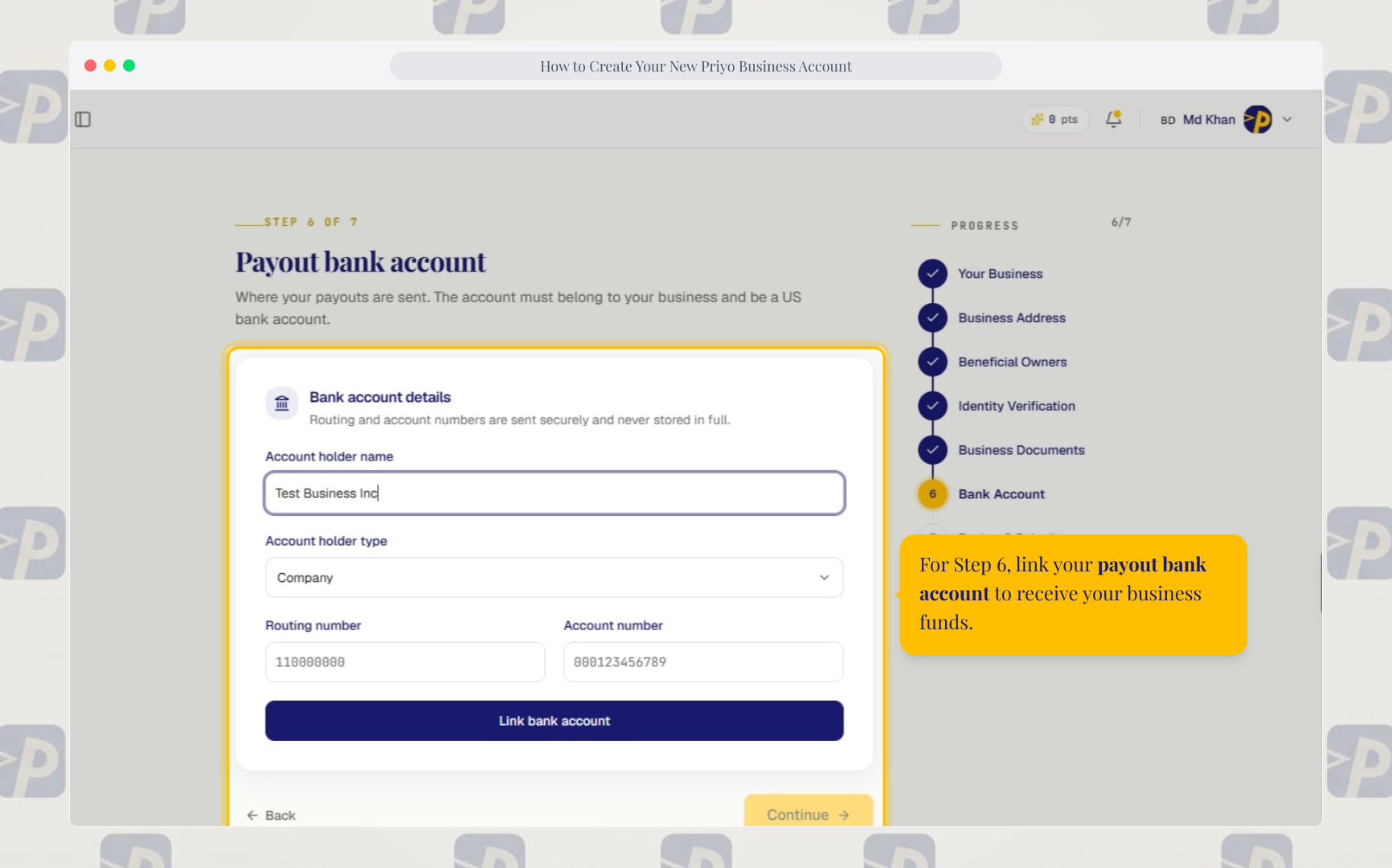 Payout Bank Account