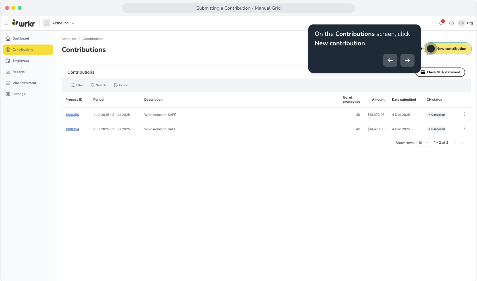 Submitting a Contribution - Manual Grid – Wrkr Help Centre