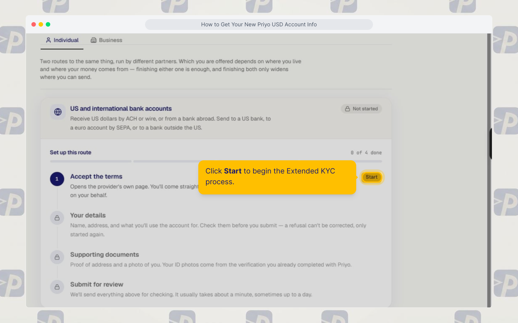 Start Extended KYC