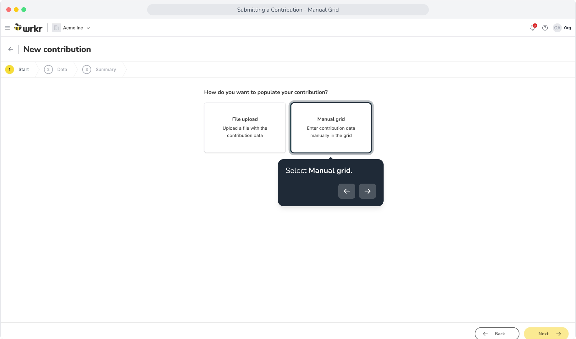 Submitting a Contribution - Manual Grid – Wrkr Help Centre