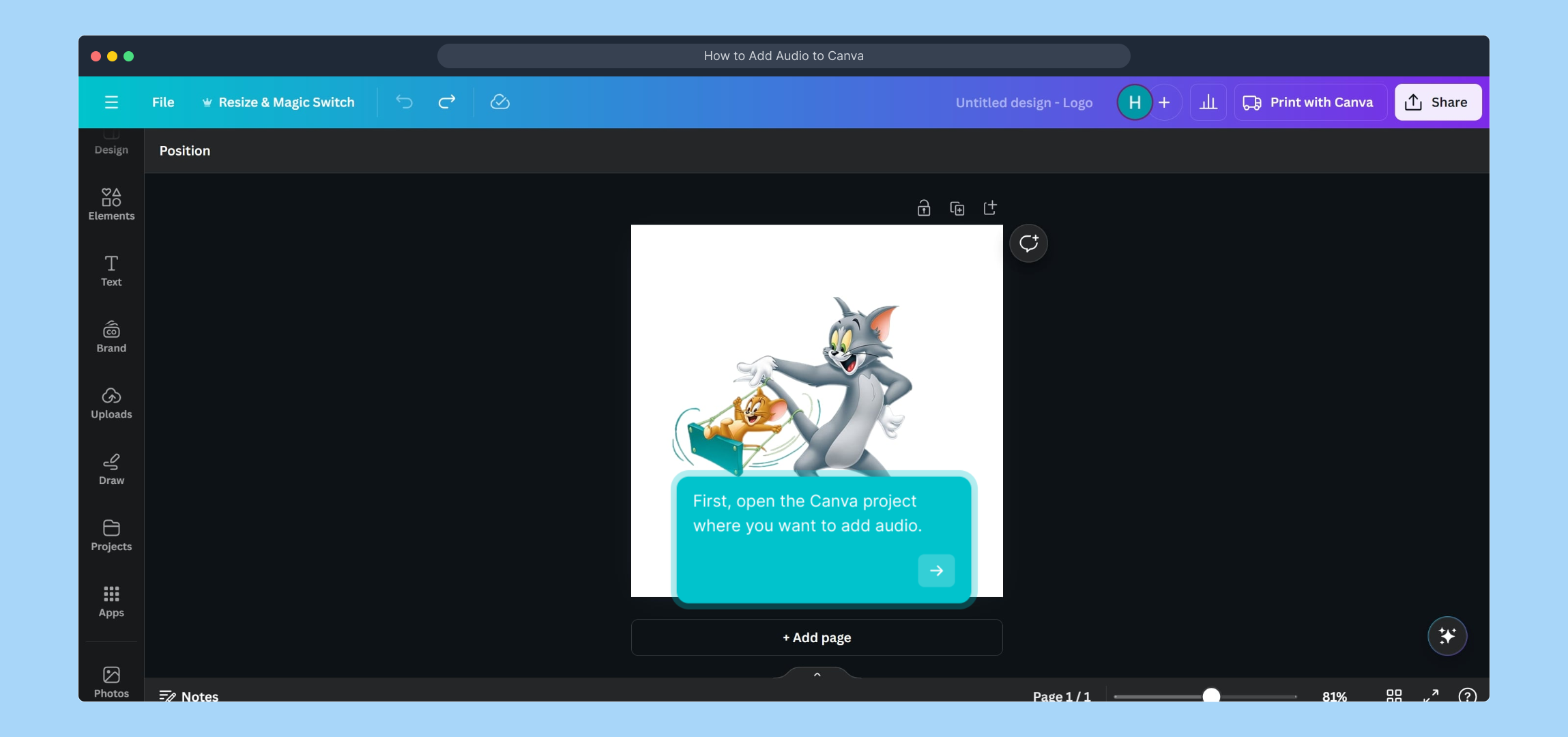 How to Add Audio to Canva