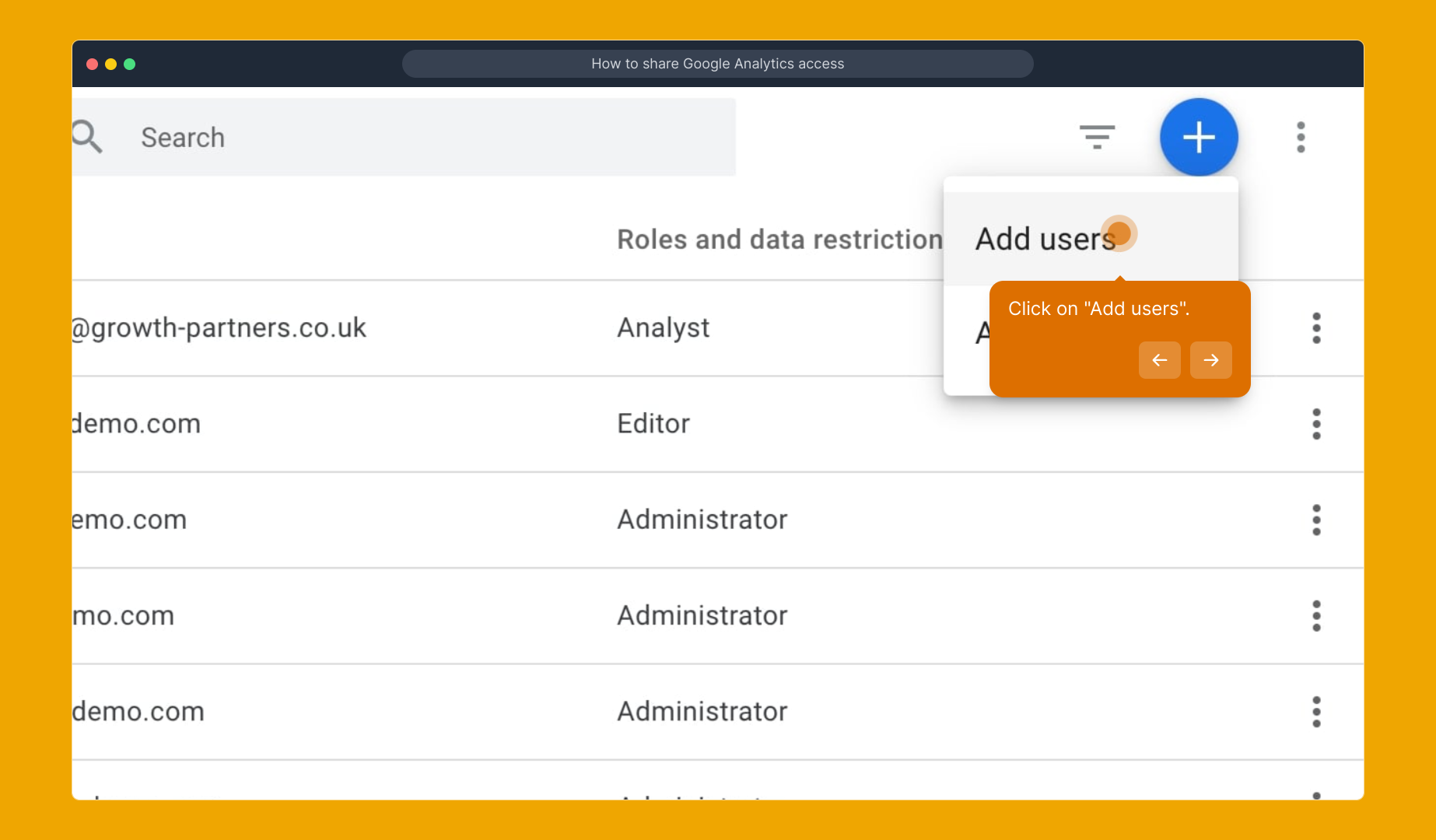 How to share Google Analytics access