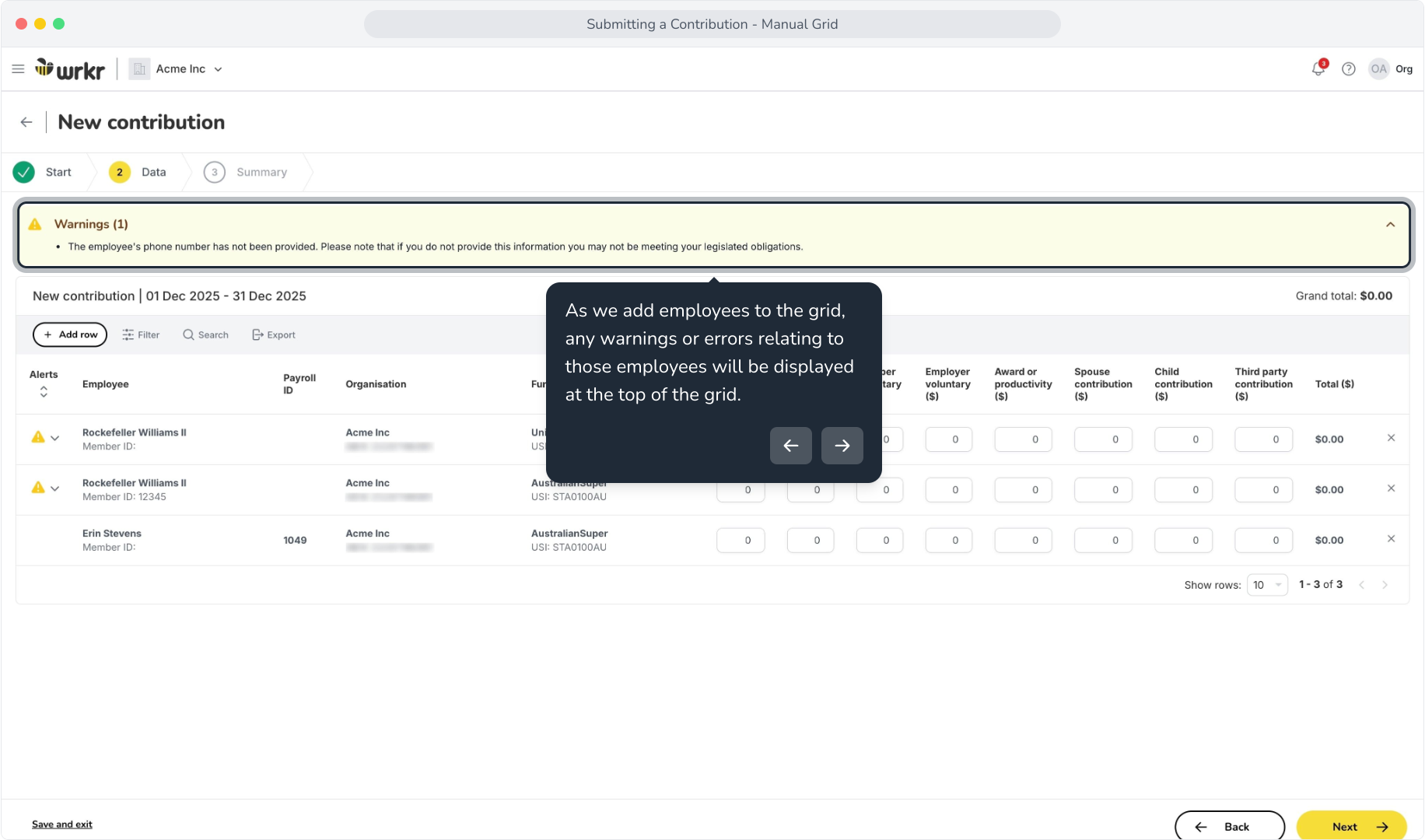 Submitting a Contribution - Manual Grid – Wrkr Help Centre