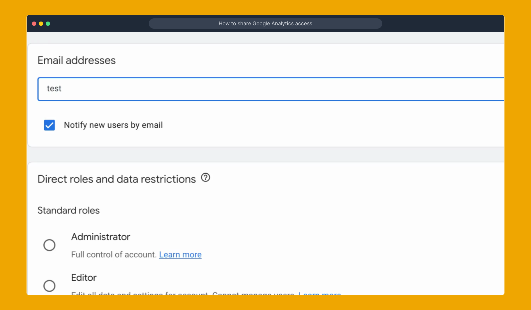 How to share Google Analytics access
