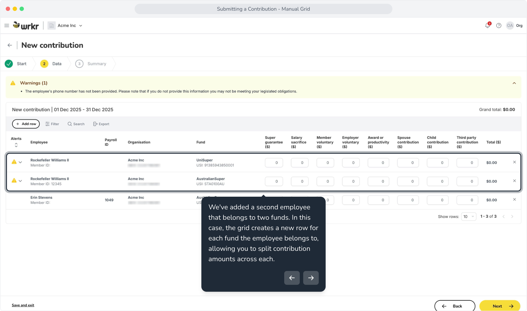 Submitting a Contribution - Manual Grid – Wrkr Help Centre