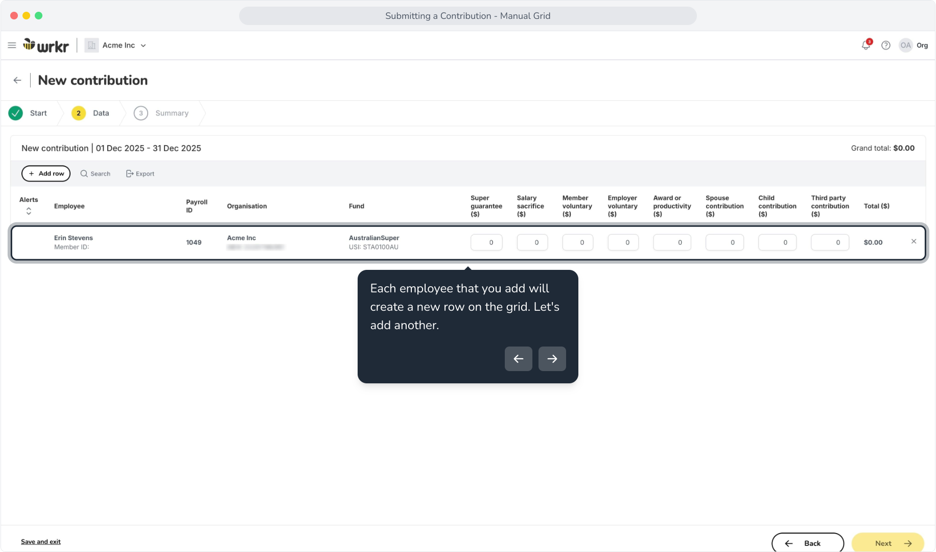 Submitting a Contribution - Manual Grid – Wrkr Help Centre