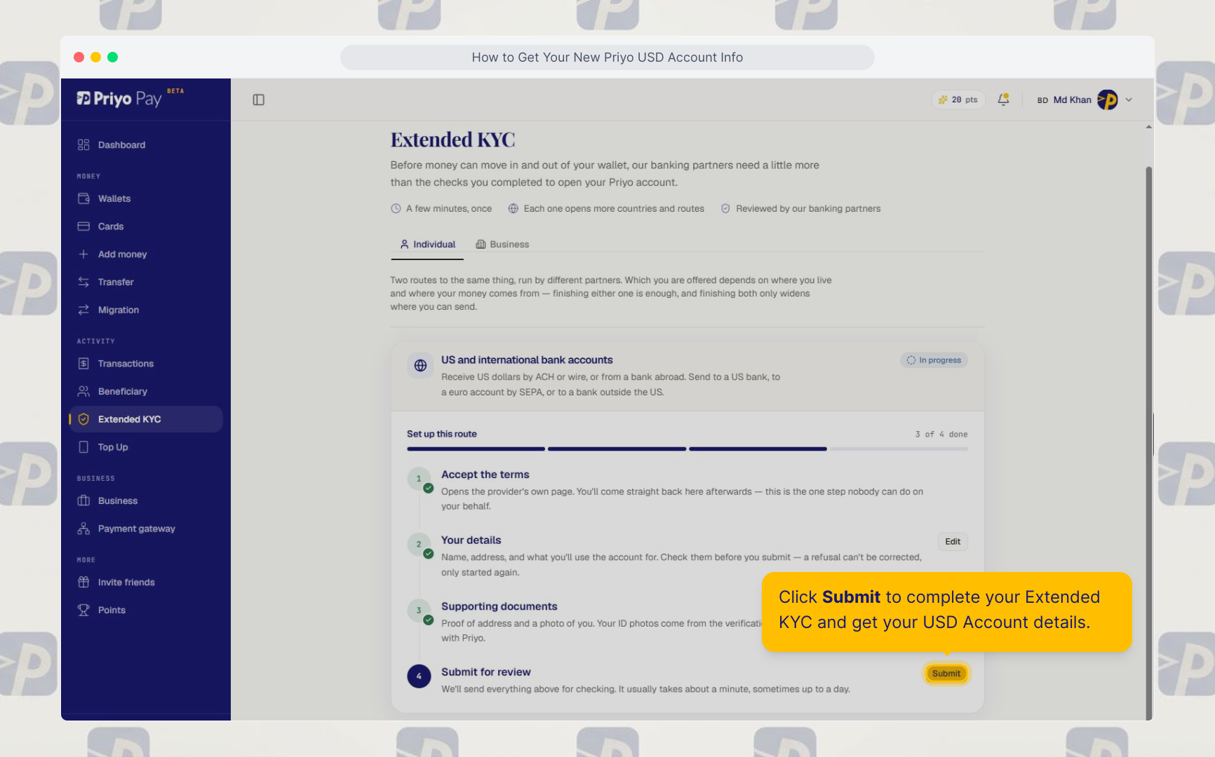 Submit KYC