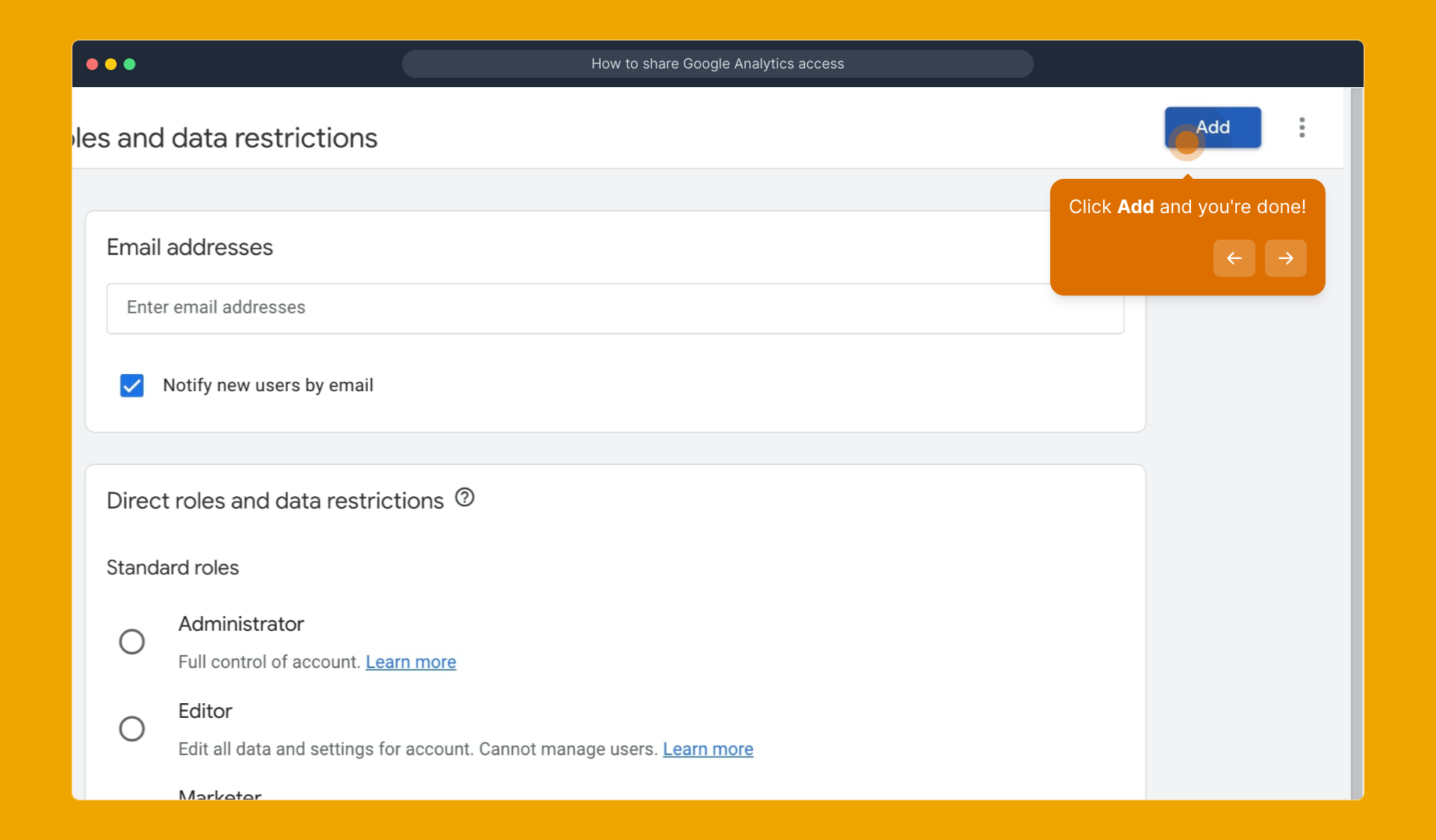 How to share Google Analytics access